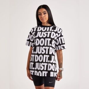 Nike Women's Black and White Just Do It Tee